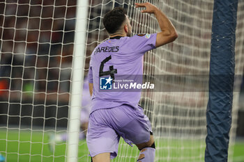 2024-09-26 - Rome, Italy 26.9.2024: Paredes of Athletic Bilbao score the goal and celebrate with the team during the UEFA Europa League 2024-2025 day 1, football match between AS Roma vs Athletic Club Bilbao at Olympic Stadium in Rome. - AS ROMA VS ATHLETIC BILBAO - UEFA EUROPA LEAGUE - SOCCER