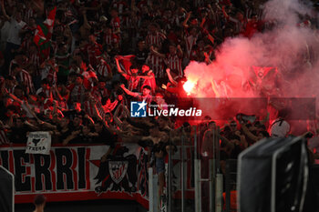 2024-09-26 - Rome, Italy 26.9.2024: Athletic Bilbao supporters celebrate the goal during the UEFA Europa League 2024-2025 day 1, football match between AS Roma vs Athletic Club Bilbao at Olympic Stadium in Rome. - AS ROMA VS ATHLETIC BILBAO - UEFA EUROPA LEAGUE - SOCCER