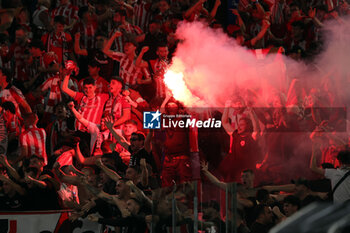 2024-09-26 - Rome, Italy 26.9.2024: Athletic Bilbao supporters celebrate the goal during the UEFA Europa League 2024-2025 day 1, football match between AS Roma vs Athletic Club Bilbao at Olympic Stadium in Rome. - AS ROMA VS ATHLETIC BILBAO - UEFA EUROPA LEAGUE - SOCCER