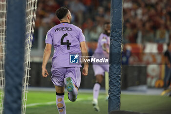 2024-09-26 - Rome, Italy 26.9.2024: Paredes of Athletic Bilbao score the goal and celebrate with the team during the UEFA Europa League 2024-2025 day 1, football match between AS Roma vs Athletic Club Bilbao at Olympic Stadium in Rome. - AS ROMA VS ATHLETIC BILBAO - UEFA EUROPA LEAGUE - SOCCER