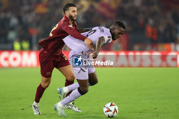 2024-09-26 - Rome, Italy 26.9.2024: Mario Hermoso of Roma \fight for the ball with Williams of Athletic Bilbao during the UEFA Europa League 2024-2025 day 1, football match between AS Roma vs Athletic Club Bilbao at Olympic Stadium in Rome. - AS ROMA VS ATHLETIC BILBAO - UEFA EUROPA LEAGUE - SOCCER