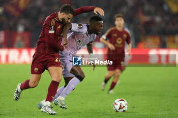 2024-09-26 - Rome, Italy 26.9.2024: Mario Hermoso of Roma \fight for the ball with Williams of Athletic Bilbao during the UEFA Europa League 2024-2025 day 1, football match between AS Roma vs Athletic Club Bilbao at Olympic Stadium in Rome. - AS ROMA VS ATHLETIC BILBAO - UEFA EUROPA LEAGUE - SOCCER