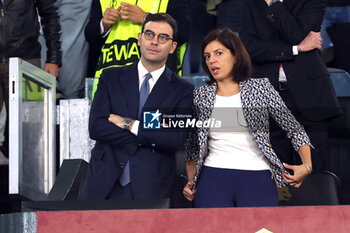 2024-09-26 - Rome, Italy 26.9.2024: New CEO AS Roma Lorenzo Vitali in the stands sings the Roma anthem before the UEFA Europa League 2024-2025 day 1, football match between AS Roma vs Athletic Club Bilbao at Olympic Stadium in Rome. - AS ROMA VS ATHLETIC BILBAO - UEFA EUROPA LEAGUE - SOCCER