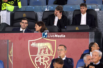 2024-09-26 - Rome, Italy 26.9.2024: New CEO AS Roma Lorenzo Vitali in the stands sings the Roma anthem before the UEFA Europa League 2024-2025 day 1, football match between AS Roma vs Athletic Club Bilbao at Olympic Stadium in Rome. - AS ROMA VS ATHLETIC BILBAO - UEFA EUROPA LEAGUE - SOCCER