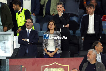 2024-09-26 - Rome, Italy 26.9.2024: New CEO AS Roma Lorenzo Vitali in the stands (behind Florent Ghisolfi) sings the Roma anthem before the UEFA Europa League 2024-2025 day 1, football match between AS Roma vs Athletic Club Bilbao at Olympic Stadium in Rome. - AS ROMA VS ATHLETIC BILBAO - UEFA EUROPA LEAGUE - SOCCER