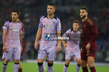 2024-09-26 - Rome, Italy 26.9.2024: Guruzeta of Athletic Bilbao,Mario Hermoso of Roma during the UEFA Europa League 2024-2025 day 1, football match between AS Roma vs Athletic Club Bilbao at Olympic Stadium in Rome. - AS ROMA VS ATHLETIC BILBAO - UEFA EUROPA LEAGUE - SOCCER