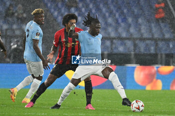 2024-10-03 - Dante of O.G.C. Nice and Loum Tchaouna of S.S. Lazio in action during the UEFA Europa League 2024/25 League Phase MD2 match between S.S. Lazio and O.G.C. Nice at Olympic Stadium on October 3, 2024 in Rome, Italy. - SS LAZIO VS OGC NICE - UEFA EUROPA LEAGUE - SOCCER