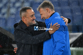 2024-10-03 - Franck Haise coach of of O.G.C. Nice and Marco Baroni coach of S.S. Lazio during the UEFA Europa League 2024/25 League Phase MD2 match between S.S. Lazio and O.G.C. Nice at Olympic Stadium on October 3, 2024 in Rome, Italy. - SS LAZIO VS OGC NICE - UEFA EUROPA LEAGUE - SOCCER