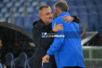 2024-10-03 - Franck Haise coach of of O.G.C. Nice and Marco Baroni coach of S.S. Lazio during the UEFA Europa League 2024/25 League Phase MD2 match between S.S. Lazio and O.G.C. Nice at Olympic Stadium on October 3, 2024 in Rome, Italy. - SS LAZIO VS OGC NICE - UEFA EUROPA LEAGUE - SOCCER