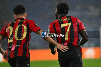 2024-10-03 - Jeremie Boga of O.G.C. Nice celebrates after scoring the gol of 2-1 during the UEFA Europa League 2024/25 League Phase MD2 match between S.S. Lazio and O.G.C. Nice at Olympic Stadium on October 3, 2024 in Rome, Italy. - SS LAZIO VS OGC NICE - UEFA EUROPA LEAGUE - SOCCER