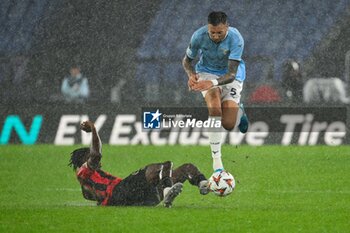 2024-10-03 - Moise Bombito of O.G.C. Nice and Matias Vecino of S.S. Lazio in action during the UEFA Europa League 2024/25 League Phase MD2 match between S.S. Lazio and O.G.C. Nice at Olympic Stadium on October 3, 2024 in Rome, Italy. - SS LAZIO VS OGC NICE - UEFA EUROPA LEAGUE - SOCCER