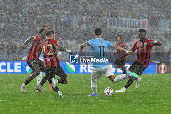 2024-10-03 - Valentin Castellanos of S.S. Lazio is scoring the goal of 3-1 during the UEFA Europa League 2024/25 League Phase MD2 match between S.S. Lazio and O.G.C. Nice at Olympic Stadium on October 3, 2024 in Rome, Italy. - SS LAZIO VS OGC NICE - UEFA EUROPA LEAGUE - SOCCER