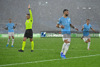 2024-10-03 - Valentin Castellanos of S.S. Lazio celebrates after scoring the gol of 3-1 during the UEFA Europa League 2024/25 League Phase MD2 match between S.S. Lazio and O.G.C. Nice at Olympic Stadium on October 3, 2024 in Rome, Italy. - SS LAZIO VS OGC NICE - UEFA EUROPA LEAGUE - SOCCER