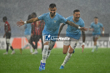 2024-10-03 - Valentin Castellanos of S.S. Lazio celebrates after scoring the gol of 3-1 during the UEFA Europa League 2024/25 League Phase MD2 match between S.S. Lazio and O.G.C. Nice at Olympic Stadium on October 3, 2024 in Rome, Italy. - SS LAZIO VS OGC NICE - UEFA EUROPA LEAGUE - SOCCER