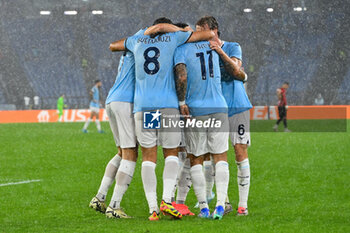 2024-10-03 - Valentin Castellanos of S.S. Lazio celebrates after scoring the gol of 3-1 during the UEFA Europa League 2024/25 League Phase MD2 match between S.S. Lazio and O.G.C. Nice at Olympic Stadium on October 3, 2024 in Rome, Italy. - SS LAZIO VS OGC NICE - UEFA EUROPA LEAGUE - SOCCER