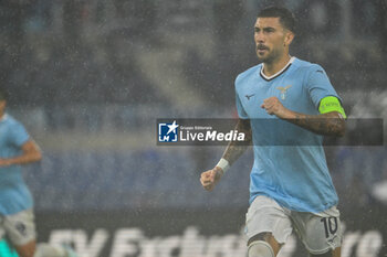 2024-10-03 - Mattia Zaccagni of S.S. Lazio celebrates after scoring the gol of of 4-1 during the UEFA Europa League 2024/25 League Phase MD2 match between S.S. Lazio and O.G.C. Nice at Olympic Stadium on October 3, 2024 in Rome, Italy. - SS LAZIO VS OGC NICE - UEFA EUROPA LEAGUE - SOCCER