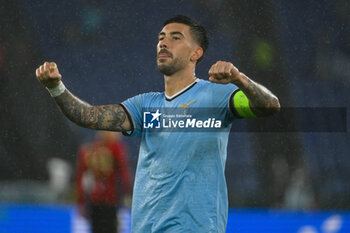 2024-10-03 - Mattia Zaccagni of S.S. Lazio celebrates after scoring the gol of of 4-1 during the UEFA Europa League 2024/25 League Phase MD2 match between S.S. Lazio and O.G.C. Nice at Olympic Stadium on October 3, 2024 in Rome, Italy. - SS LAZIO VS OGC NICE - UEFA EUROPA LEAGUE - SOCCER