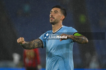 2024-10-03 - Mattia Zaccagni of S.S. Lazio celebrates after scoring the gol of of 4-1 during the UEFA Europa League 2024/25 League Phase MD2 match between S.S. Lazio and O.G.C. Nice at Olympic Stadium on October 3, 2024 in Rome, Italy. - SS LAZIO VS OGC NICE - UEFA EUROPA LEAGUE - SOCCER