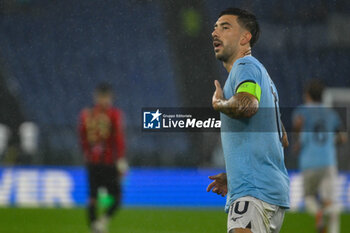 2024-10-03 - Mattia Zaccagni of S.S. Lazio celebrates after scoring the gol of of 4-1 during the UEFA Europa League 2024/25 League Phase MD2 match between S.S. Lazio and O.G.C. Nice at Olympic Stadium on October 3, 2024 in Rome, Italy. - SS LAZIO VS OGC NICE - UEFA EUROPA LEAGUE - SOCCER