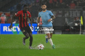 2024-10-03 - Moise Bombito of O.G.C. Nice and Mattia Zaccagni of S.S. Lazio in action during the UEFA Europa League 2024/25 League Phase MD2 match between S.S. Lazio and O.G.C. Nice at Olympic Stadium on October 3, 2024 in Rome, Italy. - SS LAZIO VS OGC NICE - UEFA EUROPA LEAGUE - SOCCER