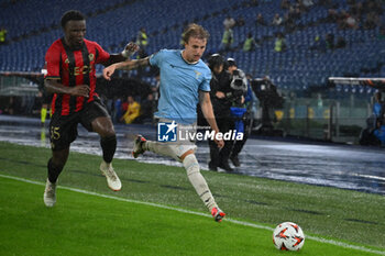 2024-10-03 - Youssouf Ndayishimiye of O.G.C. Nice and Nicolo Rovella of S.S. Lazio in action during the UEFA Europa League 2024/25 League Phase MD2 match between S.S. Lazio and O.G.C. Nice at Olympic Stadium on October 3, 2024 in Rome, Italy. - SS LAZIO VS OGC NICE - UEFA EUROPA LEAGUE - SOCCER