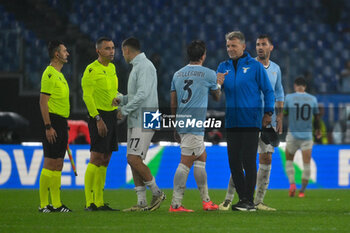 2024-10-03 - Luca Pellegrini and Marco Baroni coach of S.S. Lazio in action during the UEFA Europa League 2024/25 League Phase MD2 match between S.S. Lazio and O.G.C. Nice at Olympic Stadium on October 3, 2024 in Rome, Italy. - SS LAZIO VS OGC NICE - UEFA EUROPA LEAGUE - SOCCER