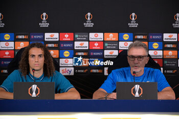 2024-10-02 - Lazio’s Matteo Guendouzi and SS Lazio head coach Marco Baroni attends during the UEFA Europa League 2024/25 League Phase MD2  press conference at Formello Training Center on October 02, 2024 in Rome, Italy.  Sport - Soccer  - LAZIO CALCIO - PRESS CONFERENCE - UEFA EUROPA LEAGUE - SOCCER