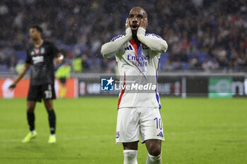 2024-10-24 - Alexandre Lacazette of Lyon reacts during the UEFA Europa League, League phase, matchday 3 football match between Olympique Lyonnais (Lyon) and Besiktas JK on 24 October 2024 at Groupama stadium in Decines-Charpieu near Lyon, France - FOOTBALL - EUROPA LEAGUE - LYON V BESIKTAS - UEFA EUROPA LEAGUE - SOCCER