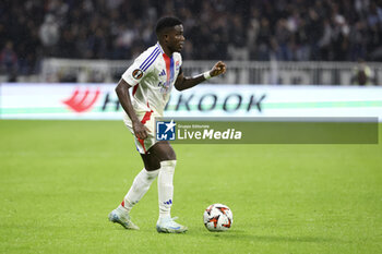 2024-10-24 - Ernest Nuamah Appiah of Lyon during the UEFA Europa League, League phase, matchday 3 football match between Olympique Lyonnais (Lyon) and Besiktas JK on 24 October 2024 at Groupama stadium in Decines-Charpieu near Lyon, France - FOOTBALL - EUROPA LEAGUE - LYON V BESIKTAS - UEFA EUROPA LEAGUE - SOCCER