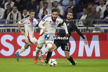 2024-10-24 - Rayan Cherki of Lyon, Rafa Silva of Besiktas during the UEFA Europa League, League phase, matchday 3 football match between Olympique Lyonnais (Lyon) and Besiktas JK on 24 October 2024 at Groupama stadium in Decines-Charpieu near Lyon, France - FOOTBALL - EUROPA LEAGUE - LYON V BESIKTAS - UEFA EUROPA LEAGUE - SOCCER