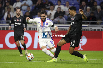 2024-10-24 - Rayan Cherki of Lyon, Cher Ndour of Besiktas during the UEFA Europa League, League phase, matchday 3 football match between Olympique Lyonnais (Lyon) and Besiktas JK on 24 October 2024 at Groupama stadium in Decines-Charpieu near Lyon, France - FOOTBALL - EUROPA LEAGUE - LYON V BESIKTAS - UEFA EUROPA LEAGUE - SOCCER