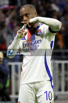 2024-10-24 - Alexandre Lacazette of Lyon celebrates his goal - a goal ultimately cancelled - during the UEFA Europa League, League phase, matchday 3 football match between Olympique Lyonnais (Lyon) and Besiktas JK on 24 October 2024 at Groupama stadium in Decines-Charpieu near Lyon, France - FOOTBALL - EUROPA LEAGUE - LYON V BESIKTAS - UEFA EUROPA LEAGUE - SOCCER