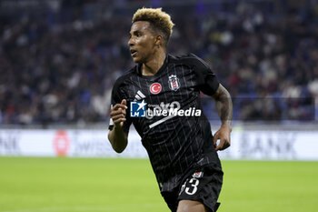 2024-10-24 - Gedson Fernandes of Besiktas celebrates his goal during the UEFA Europa League, League phase, matchday 3 football match between Olympique Lyonnais (Lyon) and Besiktas JK on 24 October 2024 at Groupama stadium in Decines-Charpieu near Lyon, France - FOOTBALL - EUROPA LEAGUE - LYON V BESIKTAS - UEFA EUROPA LEAGUE - SOCCER