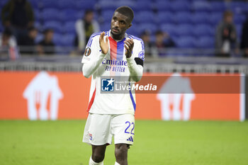 2024-10-24 - Clinton Mata of Lyon salutes the supporters following the UEFA Europa League, League phase, matchday 3 football match between Olympique Lyonnais (Lyon) and Besiktas JK on 24 October 2024 at Groupama stadium in Decines-Charpieu near Lyon, France - FOOTBALL - EUROPA LEAGUE - LYON V BESIKTAS - UEFA EUROPA LEAGUE - SOCCER