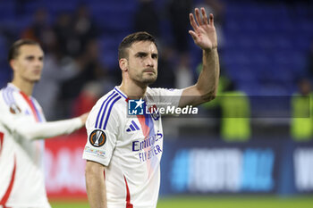 2024-10-24 - Nicolas Tagliafico of Lyon salutes the supporters following the UEFA Europa League, League phase, matchday 3 football match between Olympique Lyonnais (Lyon) and Besiktas JK on 24 October 2024 at Groupama stadium in Decines-Charpieu near Lyon, France - FOOTBALL - EUROPA LEAGUE - LYON V BESIKTAS - UEFA EUROPA LEAGUE - SOCCER