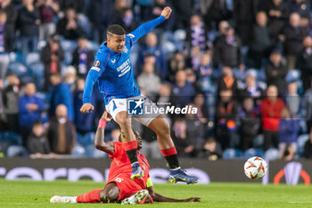 2024-10-24 - Hamza Igmane of Rangers and Joyskim Dawa of FC Steaua Bucharest during the UEFA Europa League, League phase, Matchday 3 football match between Rangers and Steaua Bucharest on 24 October 2024 at Ibrox in Glasgow, Scotland - FOOTBALL - EUROPA LEAGUE - RANGERS V FCSB - UEFA EUROPA LEAGUE - SOCCER