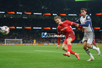 2024-10-24 - David Moller Wolfe of AZ Alkmaar and Brennan Johnson of Tottenham Hotspur during the UEFA Europa League, League phase, Matchday 3 football match between Tottenham Hotspur and AZ Alkmaar on 24 October 2024 at the Tottenham Hotspur Stadium in London, England - FOOTBALL - EUROPA LEAGUE - TOTTENHAM V AZ ALKMAAR - UEFA EUROPA LEAGUE - SOCCER