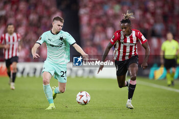 2024-10-24 - David Doudera of SK Slavia Praha and Nico Williams of Athletic Club during the UEFA Europa League, League phase, Matchday 3 football match between Athletic Club and SK Slavia Praha on October 24, 2024 at San Mames in Bilbao, Spain - FOOTBALL - EUROPA LEAGUE - ATHLETIC CLUB V SLAVIA PRAHA - UEFA EUROPA LEAGUE - SOCCER