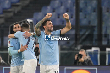 2024-11-07 - Lazio’s Alessio Romagnoli celebrates after scoring the goal 1-0 during the UEFA Europa League 2024-2025  football match between SS Lazio and FC Porto at the Olympic Stadium in Rome on November 07, 2024. - SS LAZIO VS FC PORTO - UEFA EUROPA LEAGUE - SOCCER