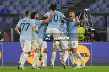 2024-11-07 - Lazio’s Alessio Romagnoli celebrates after scoring the goal 1-0 during the UEFA Europa League 2024-2025  football match between SS Lazio and FC Porto at the Olympic Stadium in Rome on November 07, 2024. - SS LAZIO VS FC PORTO - UEFA EUROPA LEAGUE - SOCCER