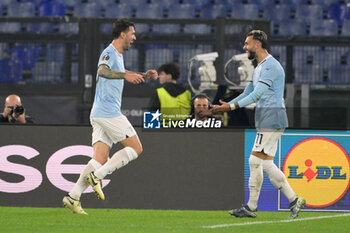 2024-11-07 - Lazio’s Alessio Romagnoli and Lazio’s Taty Castellanos celebrates after scoring the goal 1-0 during the UEFA Europa League 2024-2025  football match between SS Lazio and FC Porto at the Olympic Stadium in Rome on November 07, 2024. - SS LAZIO VS FC PORTO - UEFA EUROPA LEAGUE - SOCCER