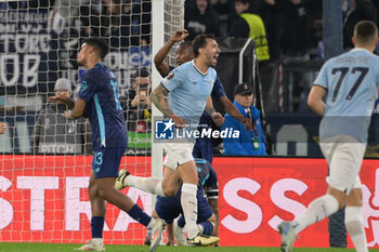 2024-11-07 - Lazio’s Alessio Romagnoli celebrates after scoring the goal 1-0 during the UEFA Europa League 2024-2025  football match between SS Lazio and FC Porto at the Olympic Stadium in Rome on November 07, 2024. - SS LAZIO VS FC PORTO - UEFA EUROPA LEAGUE - SOCCER