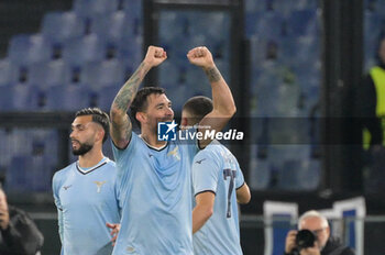 2024-11-07 - Lazio’s Alessio Romagnoli celebrates after scoring the goal 1-0 during the UEFA Europa League 2024-2025  football match between SS Lazio and FC Porto at the Olympic Stadium in Rome on November 07, 2024. - SS LAZIO VS FC PORTO - UEFA EUROPA LEAGUE - SOCCER