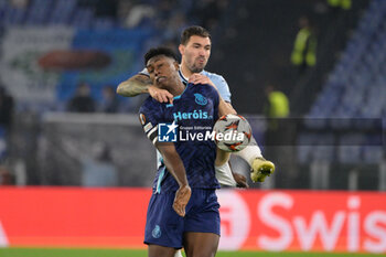 2024-11-07 - Lazio’s Alessio Romagnoli and Porto’s Samu Omorodion during the UEFA Europa League 2024-2025  football match between SS Lazio and FC Porto at the Olympic Stadium in Rome on November 07, 2024. - SS LAZIO VS FC PORTO - UEFA EUROPA LEAGUE - SOCCER