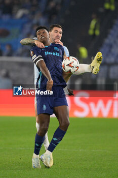 2024-11-07 - Lazio’s Alessio Romagnoli and Porto’s Samu Omorodion during the UEFA Europa League 2024-2025  football match between SS Lazio and FC Porto at the Olympic Stadium in Rome on November 07, 2024. - SS LAZIO VS FC PORTO - UEFA EUROPA LEAGUE - SOCCER