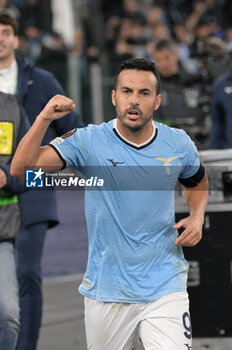 2024-11-07 - Lazio’s Pedro celebrates after scoring the goal 2-1 during the UEFA Europa League 2024-2025  football match between SS Lazio and FC Porto at the Olympic Stadium in Rome on November 07, 2024. - SS LAZIO VS FC PORTO - UEFA EUROPA LEAGUE - SOCCER