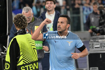 2024-11-07 - Lazio’s Pedro celebrates after scoring the goal 2-1 during the UEFA Europa League 2024-2025  football match between SS Lazio and FC Porto at the Olympic Stadium in Rome on November 07, 2024. - SS LAZIO VS FC PORTO - UEFA EUROPA LEAGUE - SOCCER