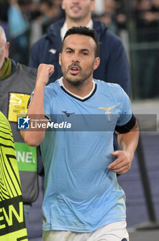 2024-11-07 - Lazio’s Pedro celebrates after scoring the goal 2-1 during the UEFA Europa League 2024-2025  football match between SS Lazio and FC Porto at the Olympic Stadium in Rome on November 07, 2024. - SS LAZIO VS FC PORTO - UEFA EUROPA LEAGUE - SOCCER