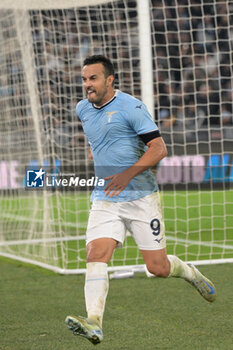 2024-11-07 - Lazio’s Pedro celebrates after scoring the goal 2-1 during the UEFA Europa League 2024-2025  football match between SS Lazio and FC Porto at the Olympic Stadium in Rome on November 07, 2024. - SS LAZIO VS FC PORTO - UEFA EUROPA LEAGUE - SOCCER