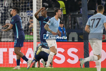 2024-11-07 - Lazio’s Alessio Romagnoli celebrates after scoring the goal 1-0 during the UEFA Europa League 2024-2025  football match between SS Lazio and FC Porto at the Olympic Stadium in Rome on November 07, 2024. - SS LAZIO VS FC PORTO - UEFA EUROPA LEAGUE - SOCCER